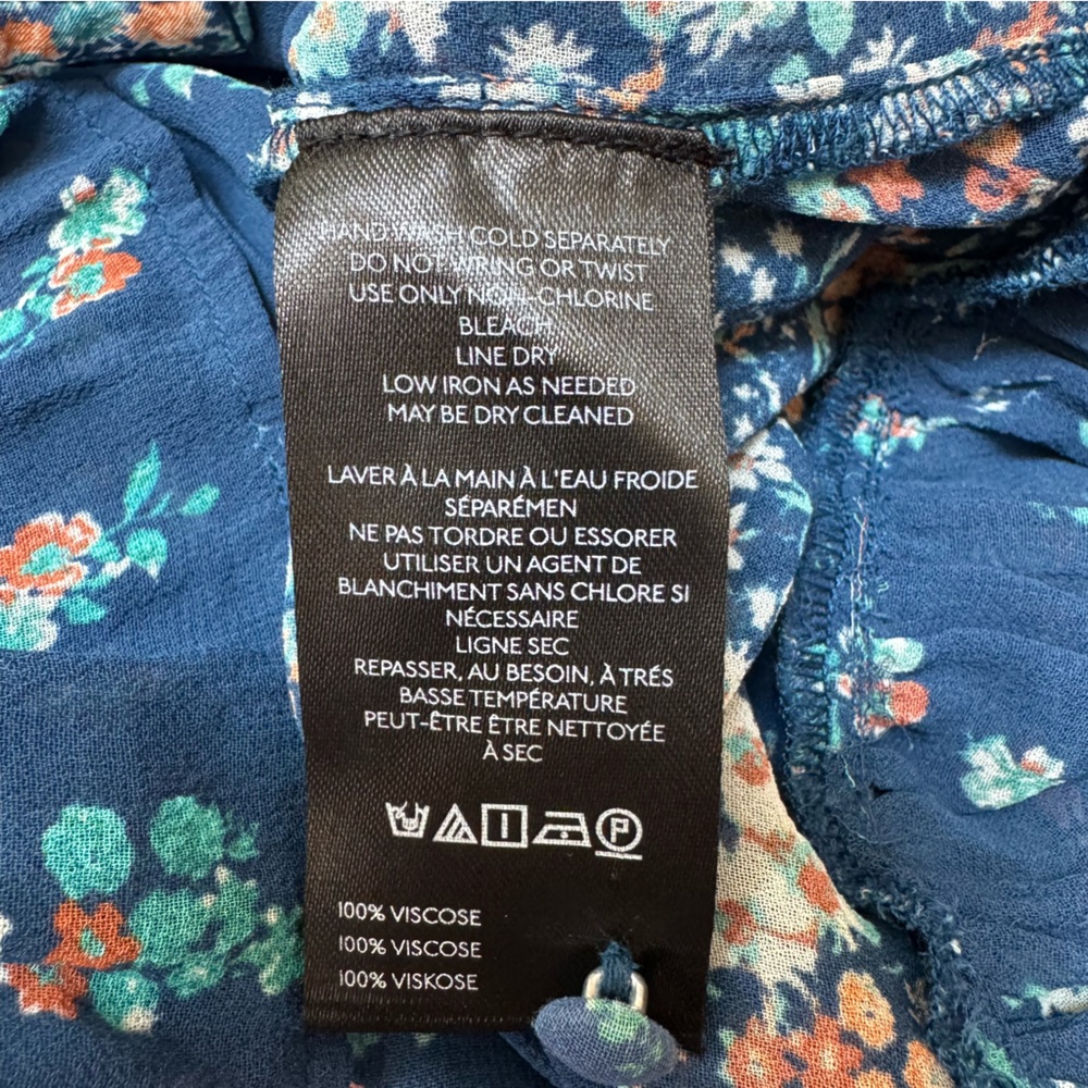 Anthropologie Navy Floral Ruffled Peasant Blouse - Picture 12 of 15
